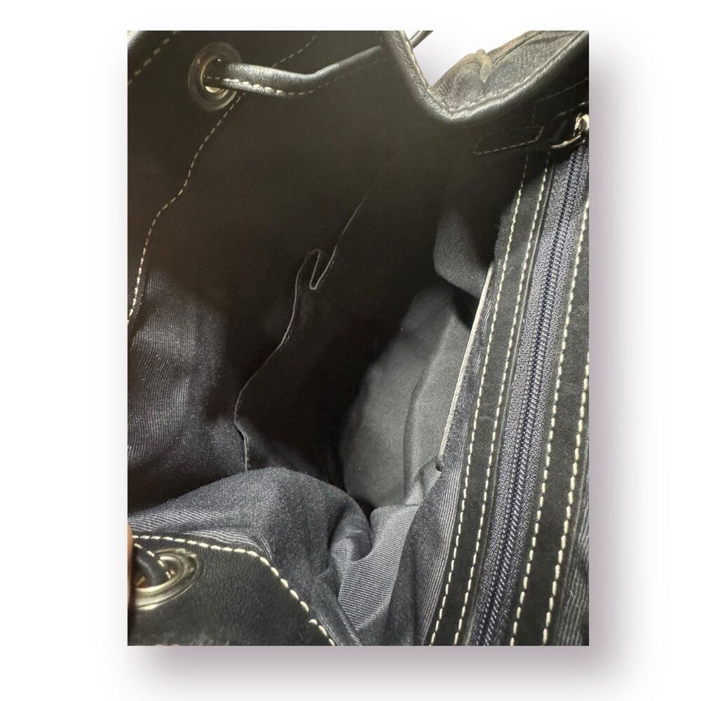 Coach 6613 Black Signature‎ Canvas Leather Backpack/Tote/Handbag/Shoulder Bag - Picture 4 of 9